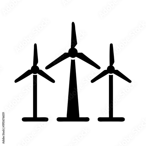 Three wind turbines generating renewable energy in a clean environment