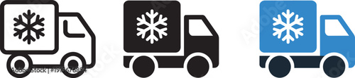 Refrigerated truck icon for cold chain logistics and frozen food transportation delivery service