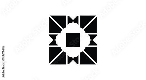 A stark black and white geometric design features intersecting lines and shapes including squares and triangles high quality