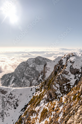 Ski center of Falakro mountain, Drama Greece, winter period, snow leisure, ice scenery and skiing activities