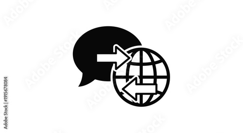 Communication reaching the globe a symbolic black and white illustration