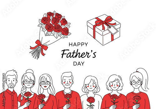 A heartwarming father s day illustration depicting a family roses and a gift box high quality professional