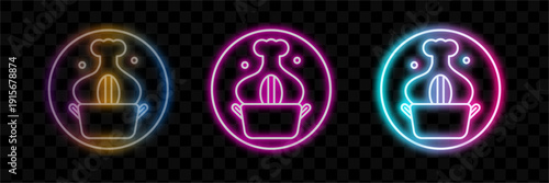 Neon Bowling Pins Set, Glowing Vector Illustration For Sports Design And Recreation