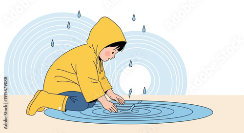 Childhood Joy In Rainy Days Discovering Puddles Outdoors
