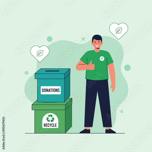 Community Giving and Recycling Support Concept Illustrated