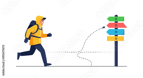 Choosing Your Adventure: A Cheerful Hiker Races Towards Decision Making Direction