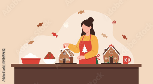 Christmas Baking Joy Gingerbread House Decoration Scene