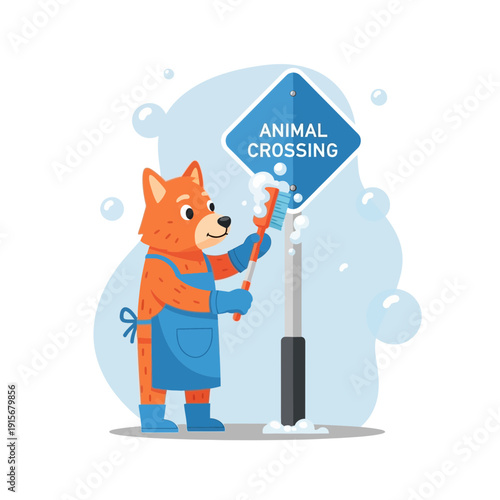 Clever Canine Cleaning Animal Crossing Sign