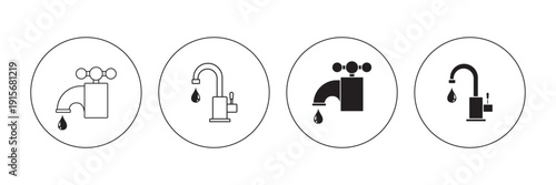 A clean icon set featuring two distinct designs of a water faucet, suitable for various design projects.