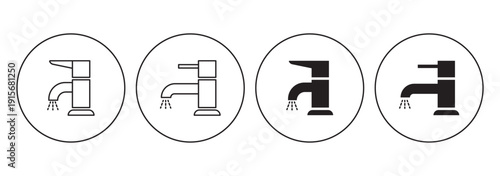 A clean icon set featuring two distinct designs of a water faucet, suitable for various design projects.