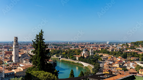 Panoramic view of Verona city and Adige River from above