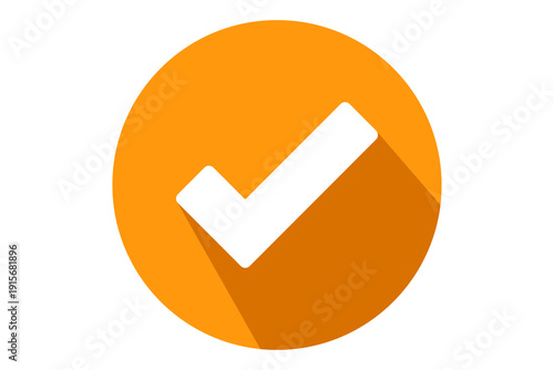 Simple Isolated orange tick check mark icon vector