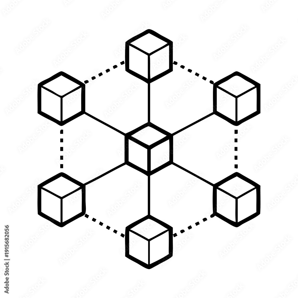 Obraz premium A geometric diagram showcasing interconnected hexagonal shapes in a symmetrical pattern.