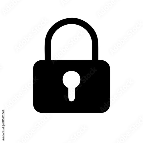 A simple black padlock icon with a keyhole symbolizing security and protection