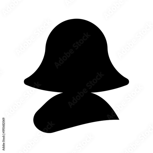 Black silhouette of a person wearing a wide-brimmed hat and a hoodie