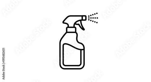 Simple line drawing of a spray bottle emitting a mist of liquid