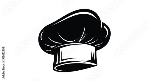 A stylized black and white illustration depicts a classic chef s toque showcasing culinary artistry and professional cooking high quality detailed