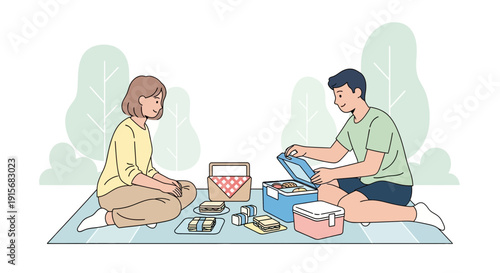 Couple Preparing Food Outdoors Enjoying Time Together And Appreciating The Moment