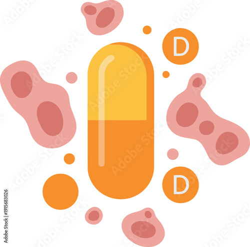 A vibrant graphic illustrates Vitamin D deficiency and SAD. A pill surrounded by cells and data displays highlights the connection. Modern, digital style.