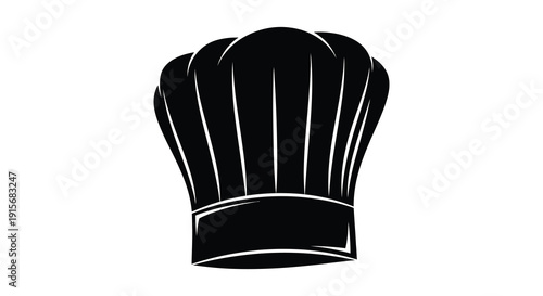 A striking black and white illustration showcases a classic chef s toque representing culinary expertise and professional cooking