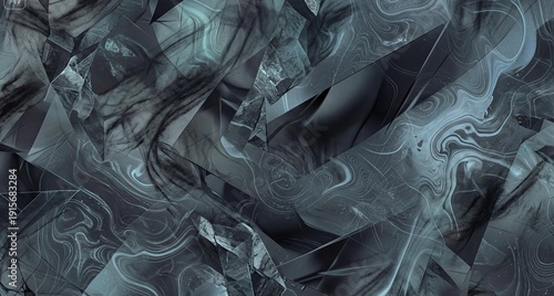 Abstract sci-fi digital art with flowing lines and geometric shapes