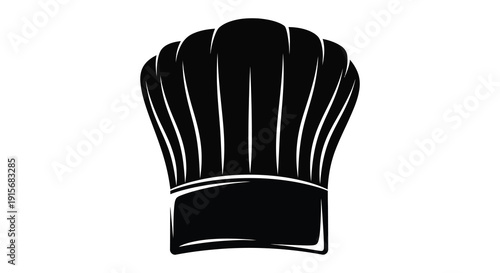 A striking black and white silhouette depicts a classic chef s toque representing culinary expertise and professional cooking high quality detailed