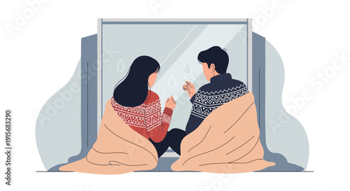 Cozy Couple Embraces Rainy Day Together