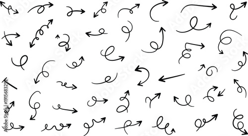 Set of hand drawn vector arrows silhouette bundle for design and decoration