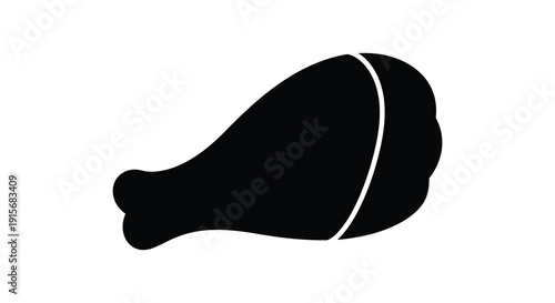 A simple black and white silhouette depicts a single piece of fried chicken showcasing its distinct shape