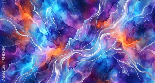 Ethereal cosmic nebulae swirl with vibrant colors and glowing light effects.