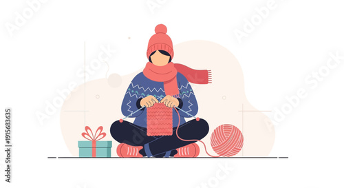 Cozy Knitter Crafting Warmth and Creating Comfort in the Winter Season