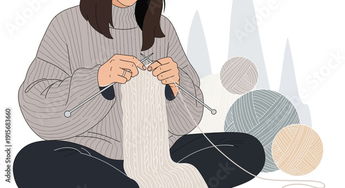 Cozy Creative Session Of Knitting A Warm Garment By Hand