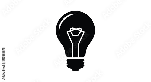 Simple black and white illustration of a classic light bulb design