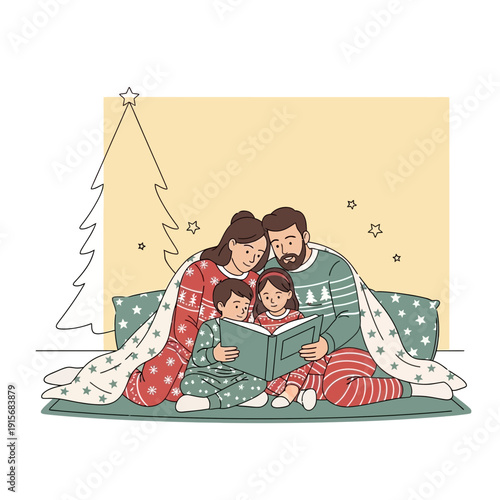 Cozy Family Christmas Story Time Under a Festive Tree