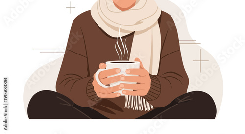 Cozy Person Enjoying Warm Beverage In Winter Season Comfort