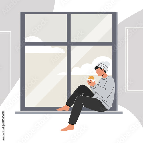 Cozy Solitude Inside While Watching The World Go By Outdoors