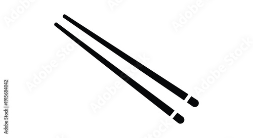 A minimalist depiction of two black chopsticks angled diagonally across a stark white background high quality professional detailed
