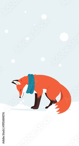 Cozy Fox In Winter Wonderland Wearing Scarf