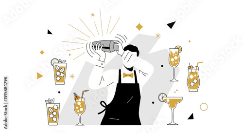 Creative Bartender Crafting Cocktails With Flair And Style