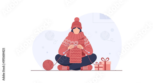 Cozy Winter Hobby Knitting Warm Clothing And Holiday Gifts