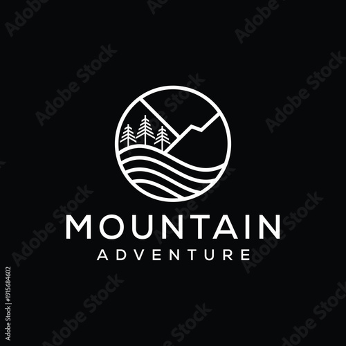 Mountain hill forest nature pine evergreen tree logo design