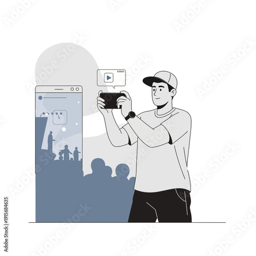 Creative Content Creator Capturing Live Event Moments With Smartphone