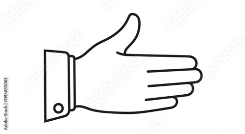 Simple black and white line drawing of a hand giving a thumbs up gesture