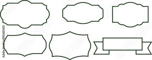 Collection of varied vintage decorative label and banner outline shapes