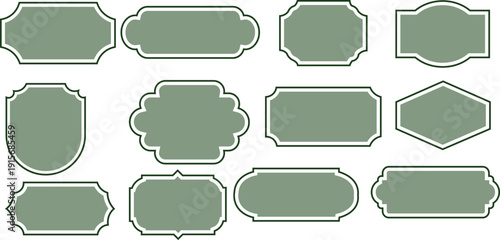 Collection of assorted vintage style decorative label and frame shapes set