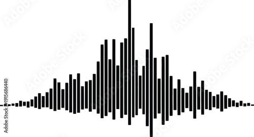 Monochrome Audio Waveform Icon– Digital Sound, Signal Frequency And Volume Control Symbols