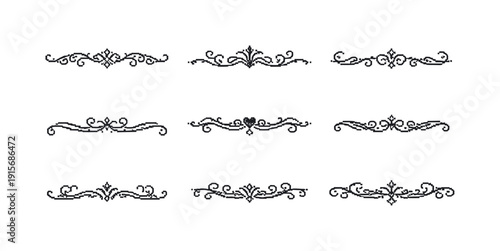 Vintage line icon set. Decorative, ornamental, vintage divider linear icon collection