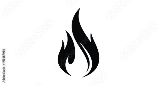 A stark black silhouette depicts a stylized flame suggesting heat power and perhaps destruction high quality professional detailed