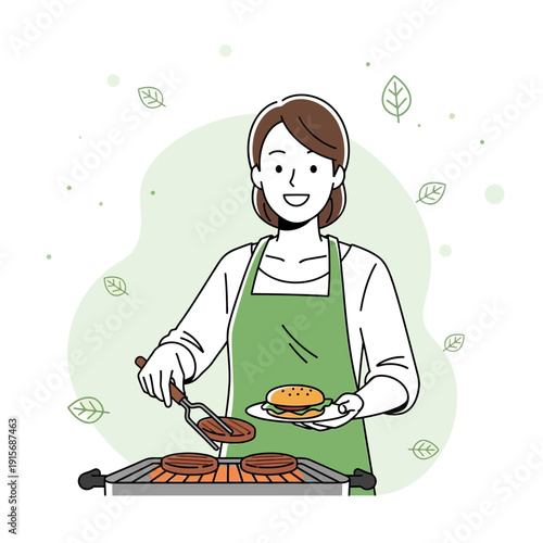 Culinary Artist Grilling Delicious Burgers For A Backyard Barbecue Party