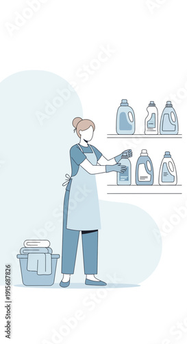 Daily Chore Routine Represented By A Person Doing Laundry